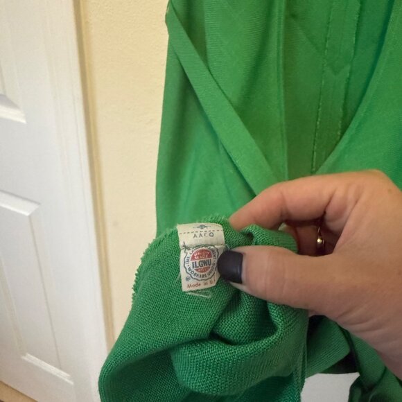 Vintage 'The Kollection' Green Sleeveless Dress w/ Scarf Union Made Sz S/M - Picture 8 of 8